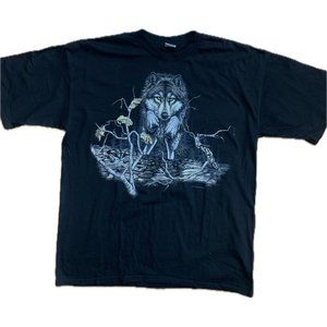Vintage 90’s NWOT wolf/nature tee